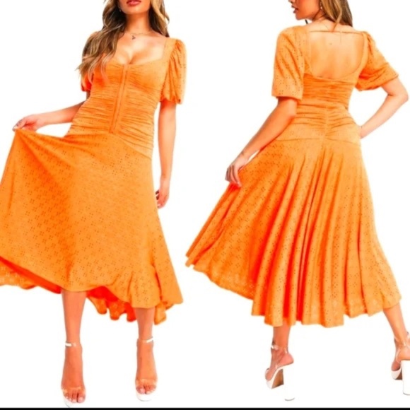 ASOS Design Eyelet Ruched Dress Size 6 - Picture 1 of 7